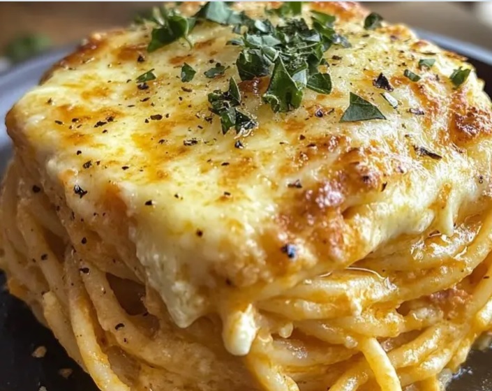 layered cream cheese spaghetti casserole