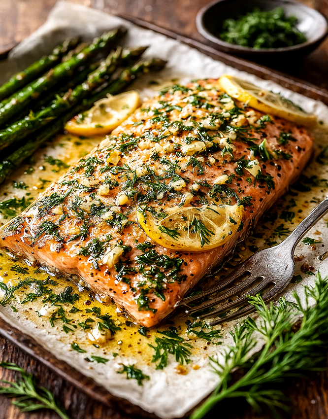 baked salmon with garlic and dill