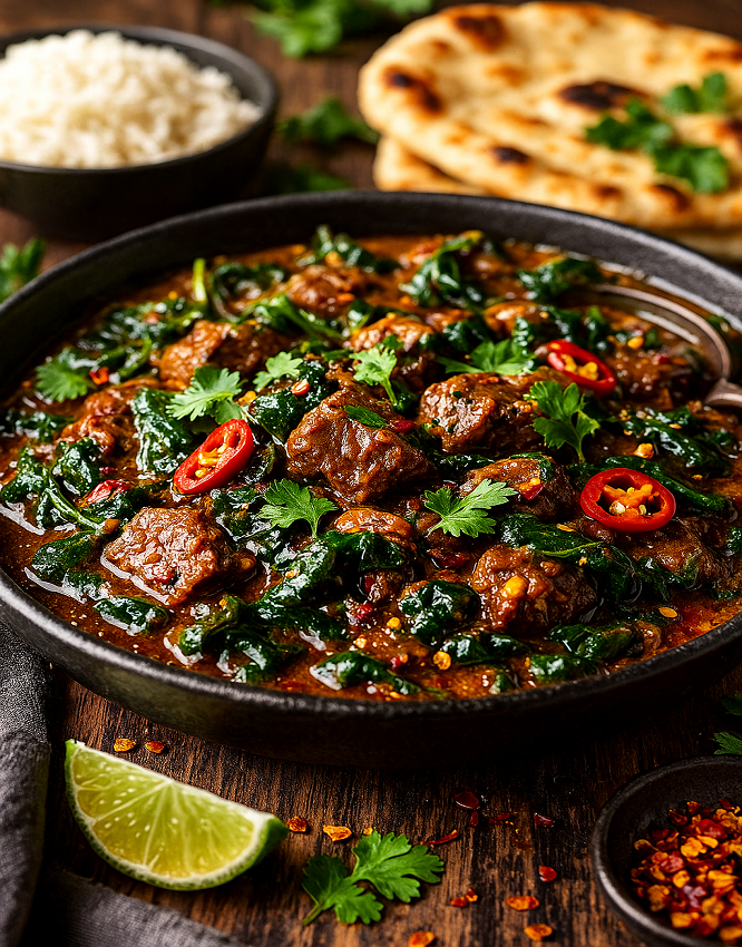 beef and spinach curry