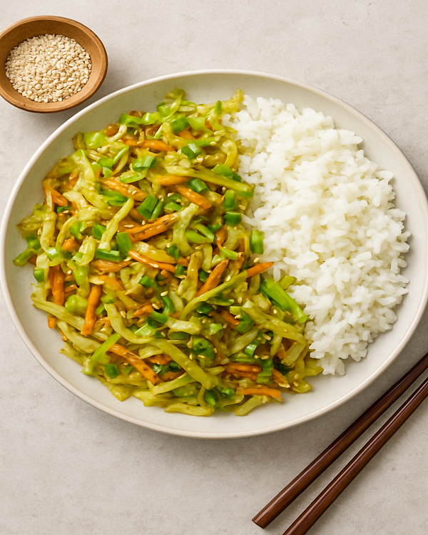 cabbage stir fry with rice