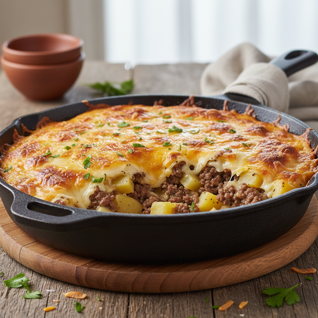 cheesy ground beef & potato casserole