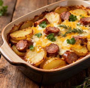 cheesy ranch potatoes and smoked sausage