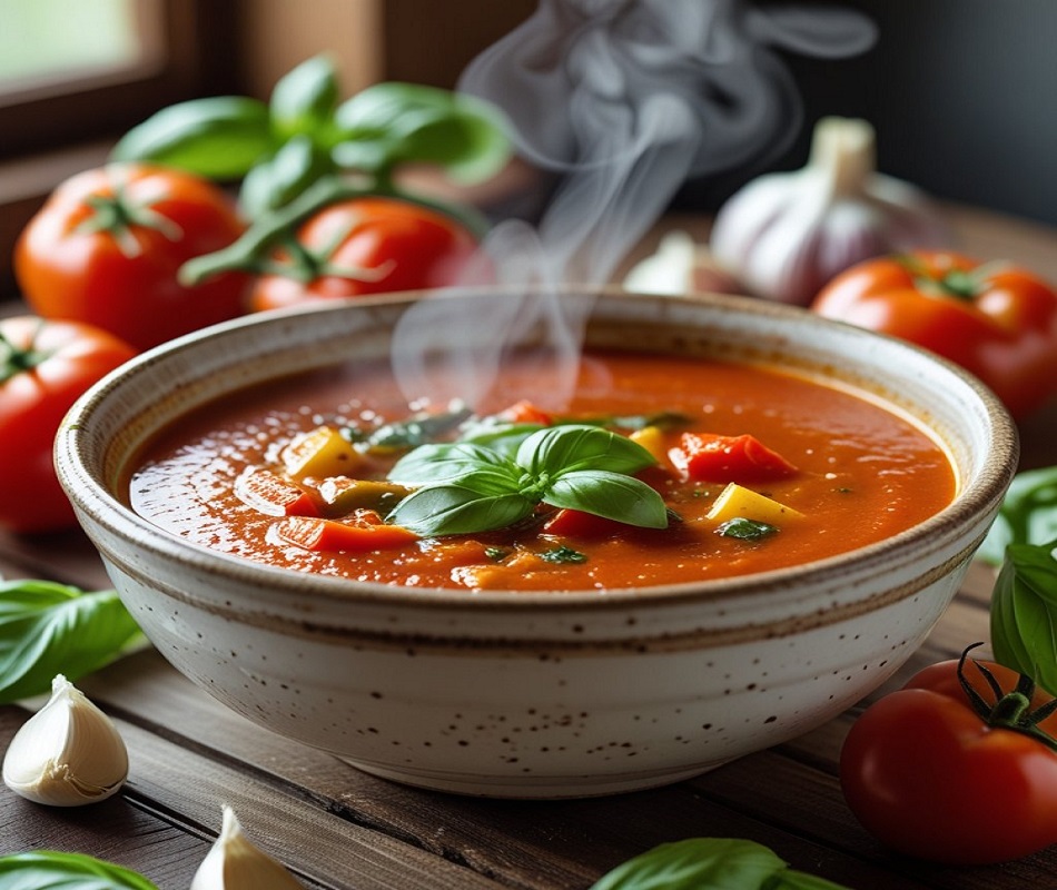 delicious roasted tomato & pepper soup recipe