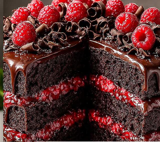 extra moist & rich chocolate raspberry cake