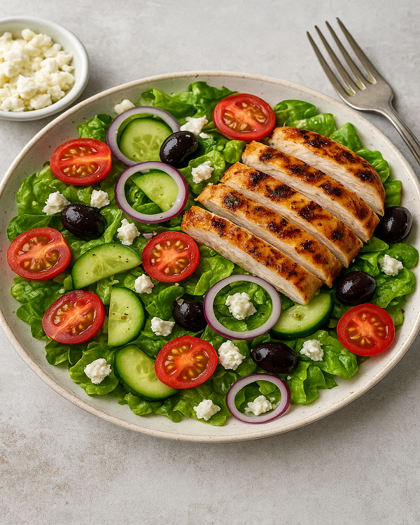 greek salad with grilled chicken