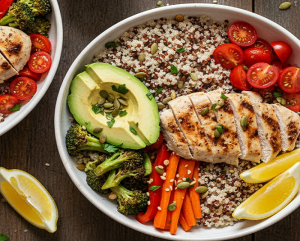 grilled chicken quinoa bowls