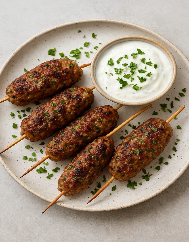 lamb kofta with yogurt sauce