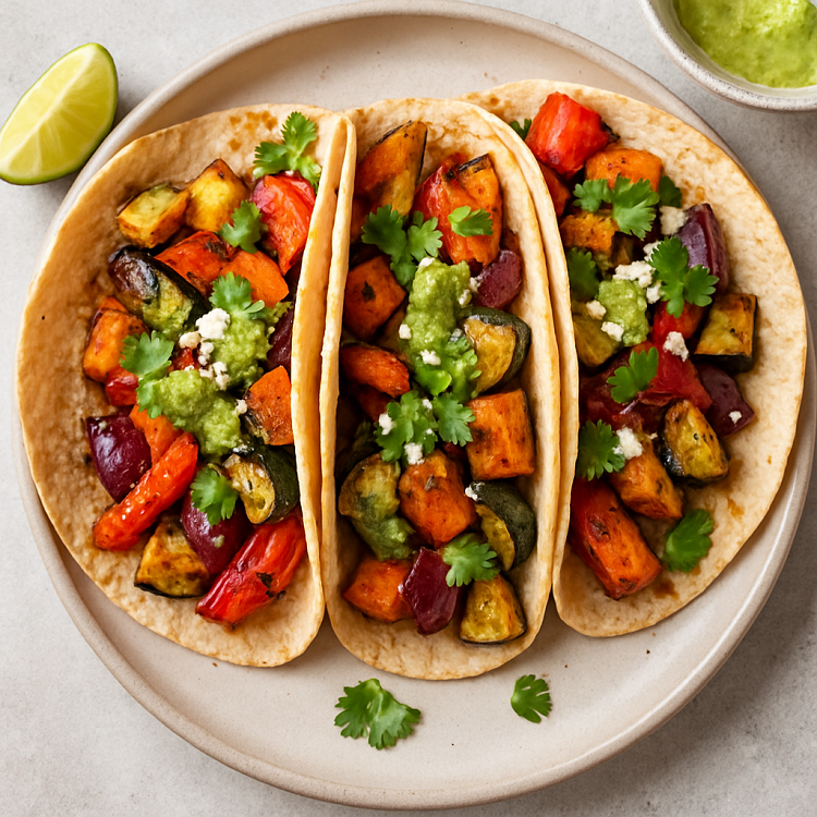 leftover roast veggie tacos
