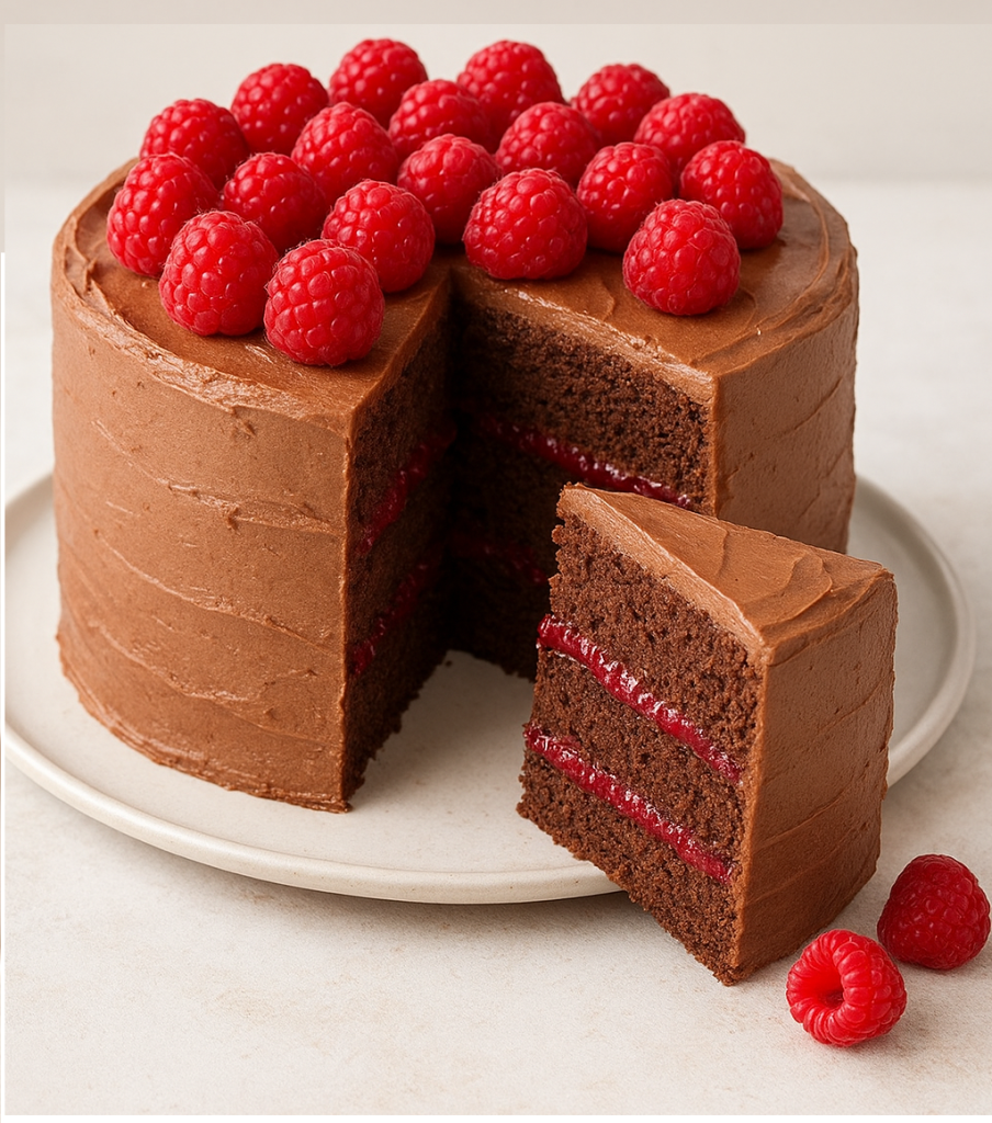 lighter & fluffier chocolate raspberry cake (sponge style)