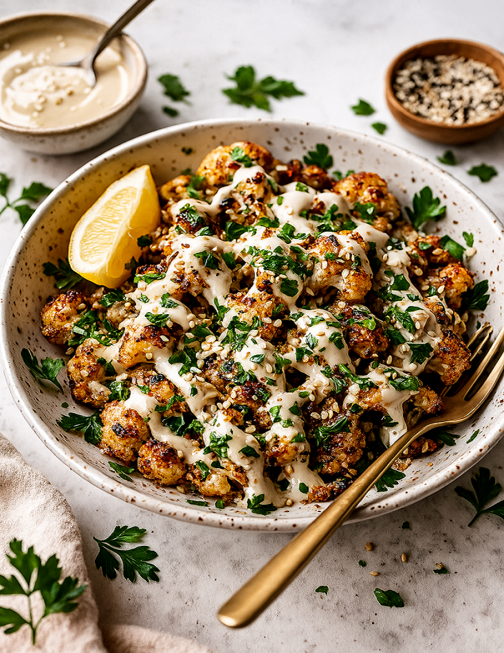 roasted cauliflower with tahini