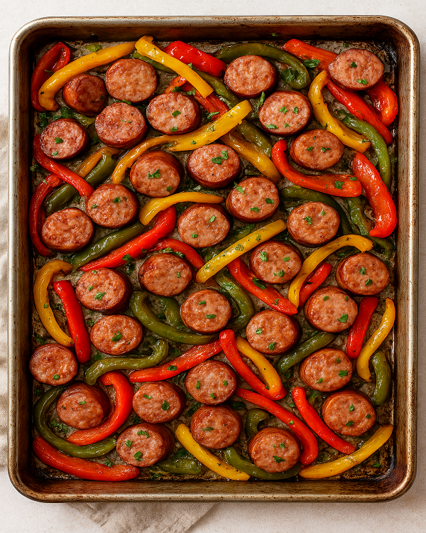 sheet pan sausage and peppers