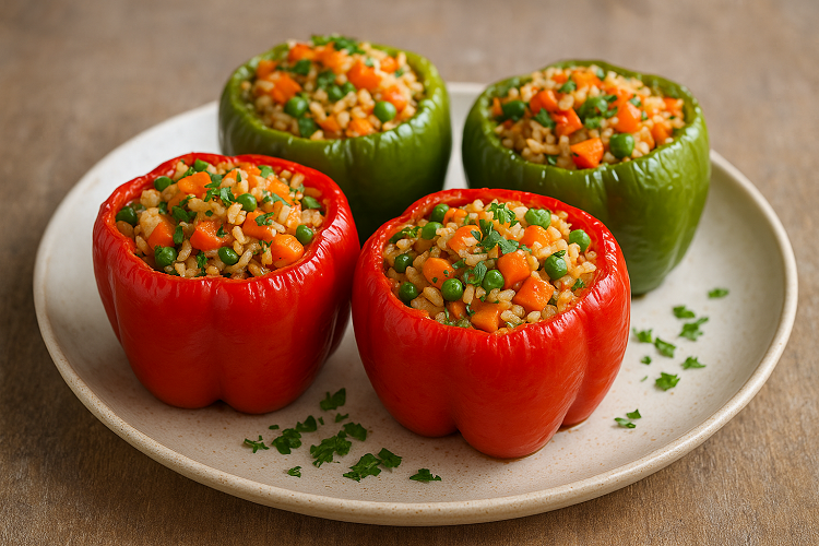 stuffed bell peppers with rice and vegetables