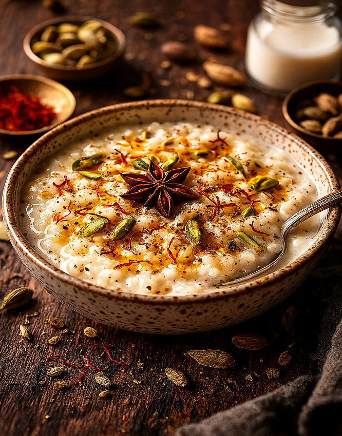 ice pudding with saffron and cardamom