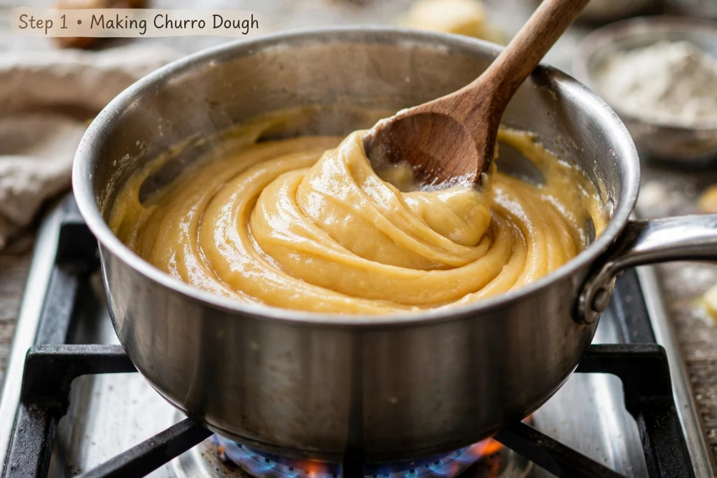 How to Make Easy Churros in the Air Fryer | Sweet Dessert Idea churro dough stirring