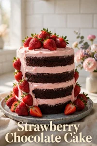 strawberry chocolate cake vintage serif